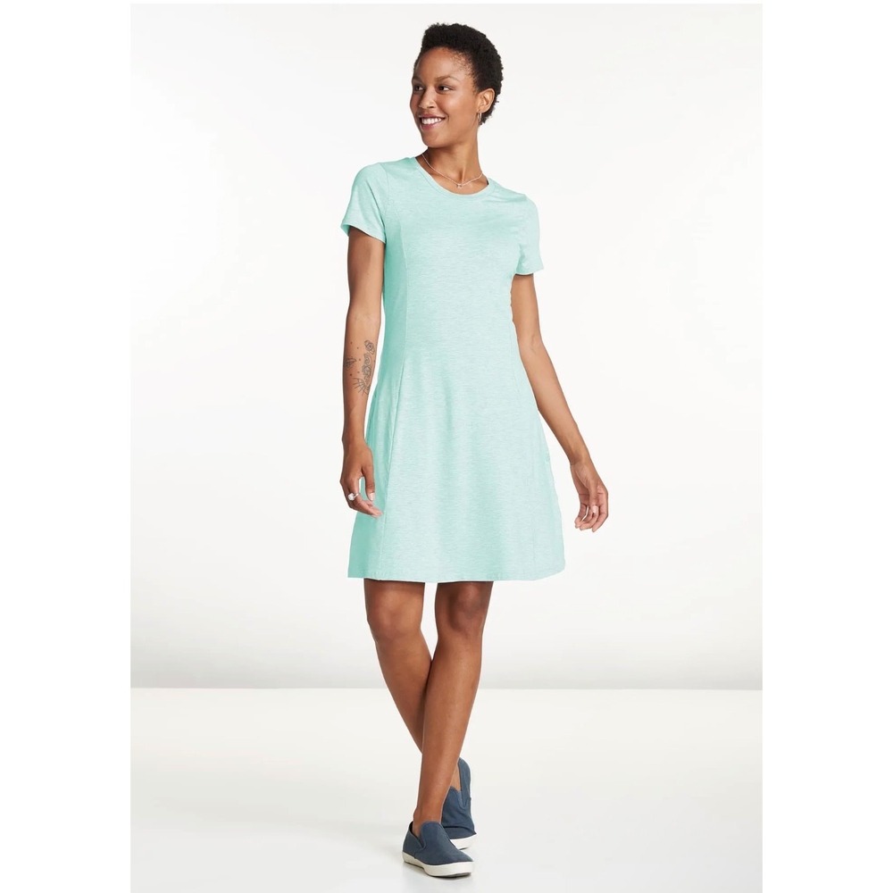 Toad&Co Windmere Dress Large Aquifer Tencel Organic Cotton Pocket Dress